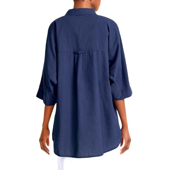 Everlane The Cotton Tourist Shirt Plaid Button Down Navy Blue Size Small - Picture 5 of 9